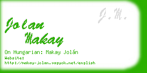 jolan makay business card