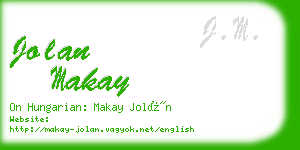 jolan makay business card